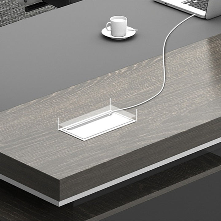 大型役員デスク|重厚感 エレガント ケーブルボックスあり