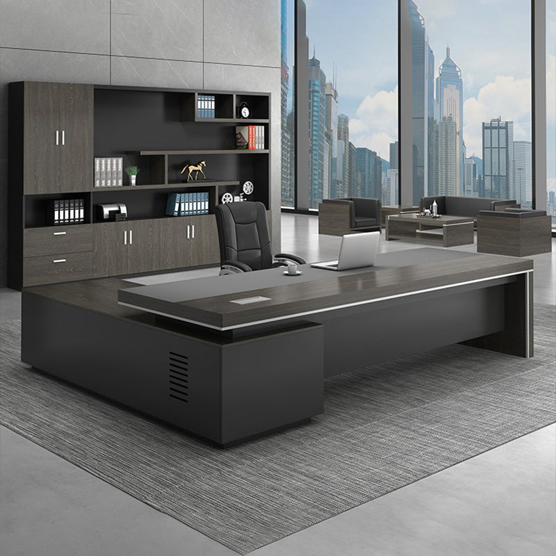 大型役員デスク|重厚感 エレガント ケーブルボックスあり