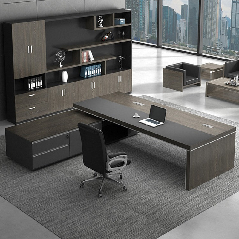 大型役員デスク|重厚感 エレガント ケーブルボックスあり