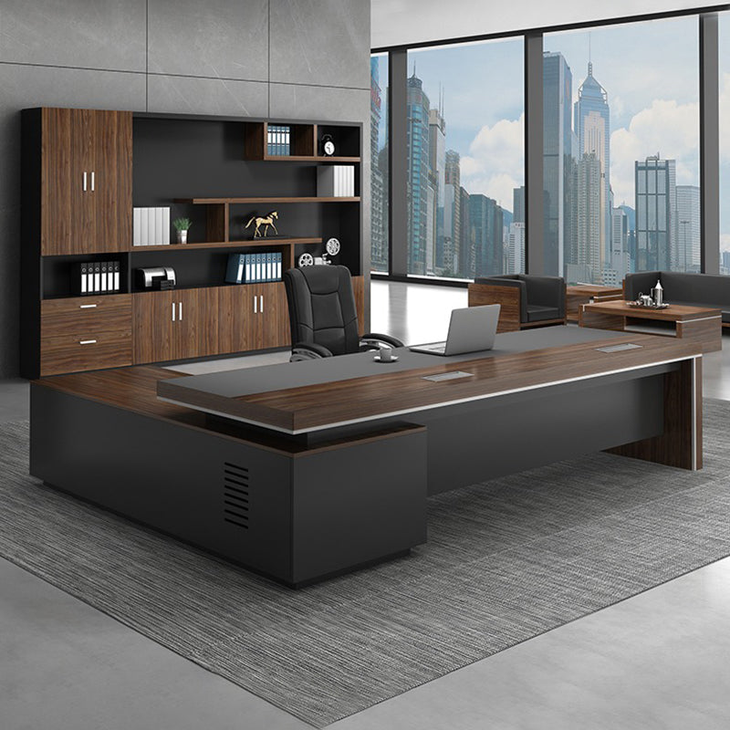 大型役員デスク|重厚感 エレガント ケーブルボックスあり