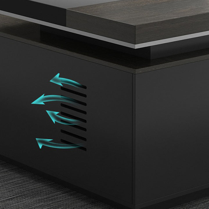 大型役員デスク|重厚感 エレガント ケーブルボックスあり