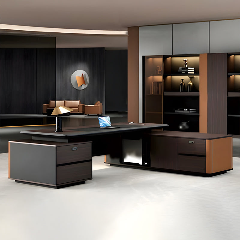 大型役員デスク|おしゃれ 高級感 ワイヤレス充電器備え