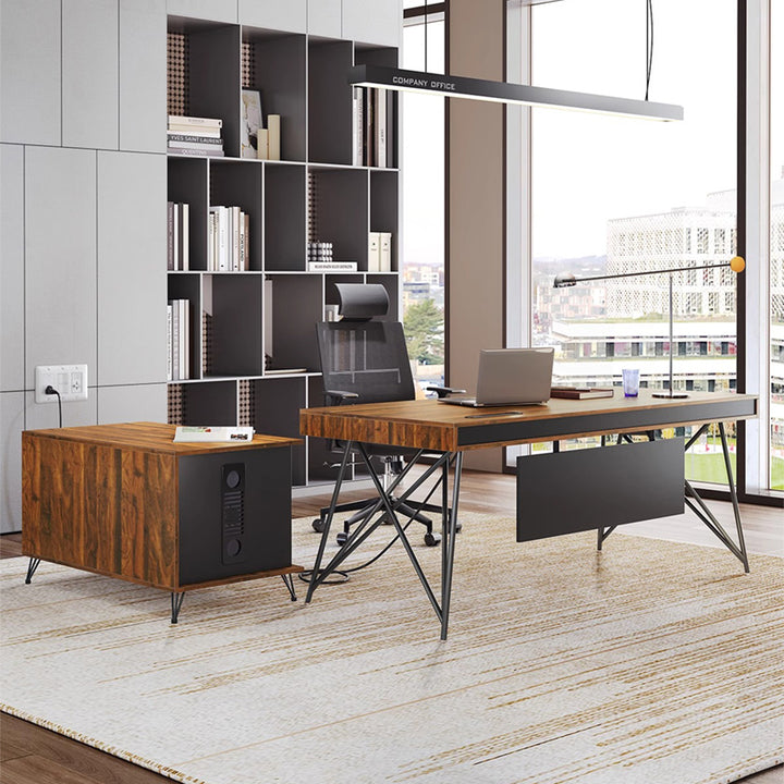 大型役員デスク|シンプル 優雅さ ロック付き