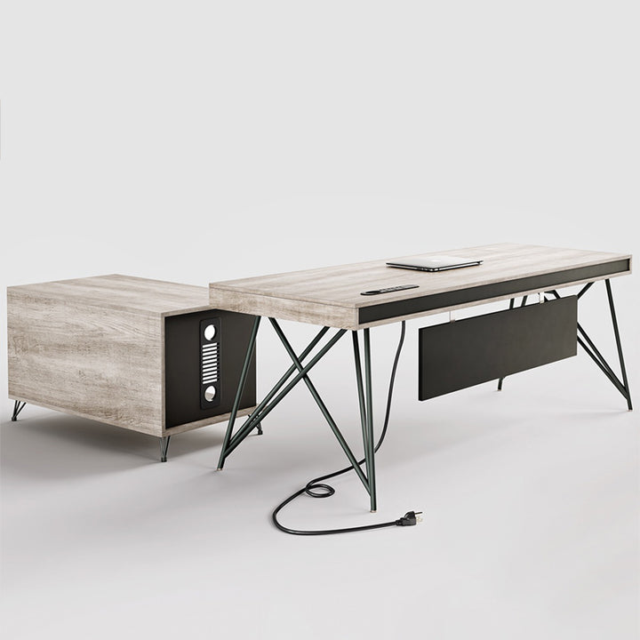 大型役員デスク|シンプル 優雅さ ロック付き