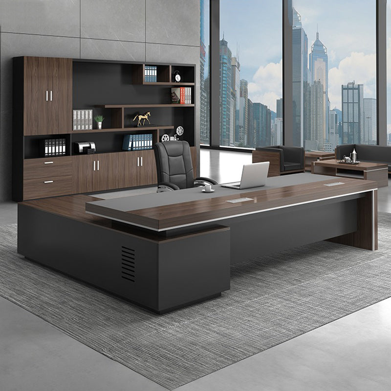 ErgoPro公式｜大型役員デスク 重厚感 エレガント ケーブルボックスあり