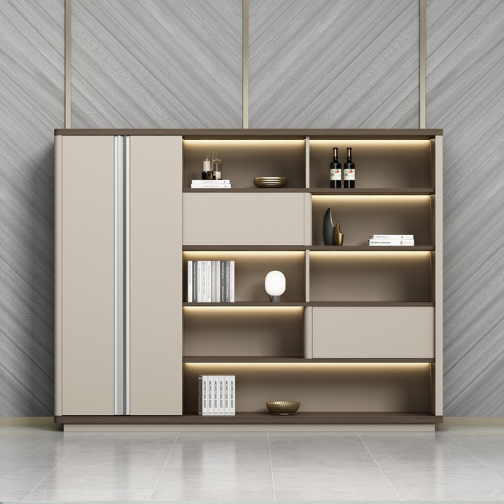 壁面収納｜LEDライト内蔵 シンプルモダン 空間演出