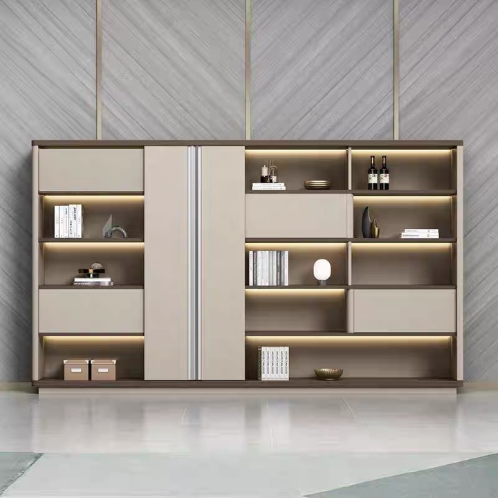 壁面収納｜LEDライト内蔵 シンプルモダン 空間演出