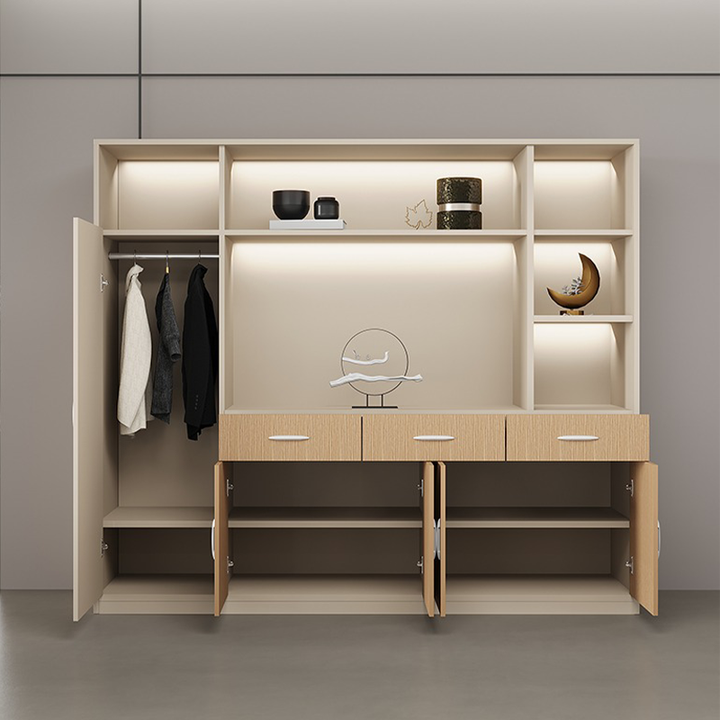 壁面収納｜ガラス エレガント ライト付き