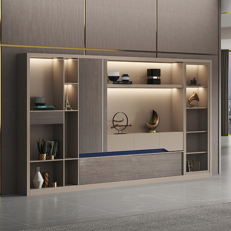 壁面収納｜LEDウッドパネル 高級モダン 空間演出