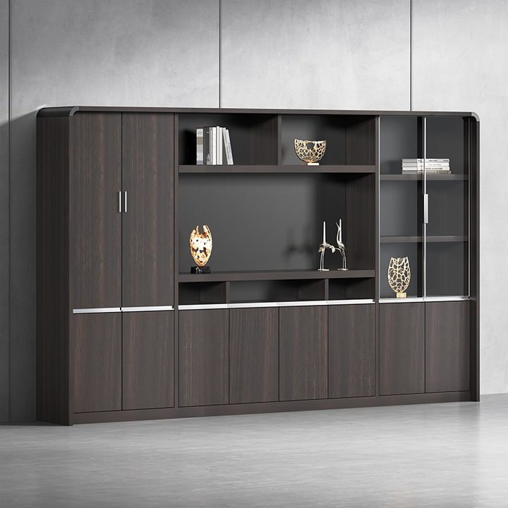 壁面収納｜ガラス扉シェルフ モダン 空間透明化