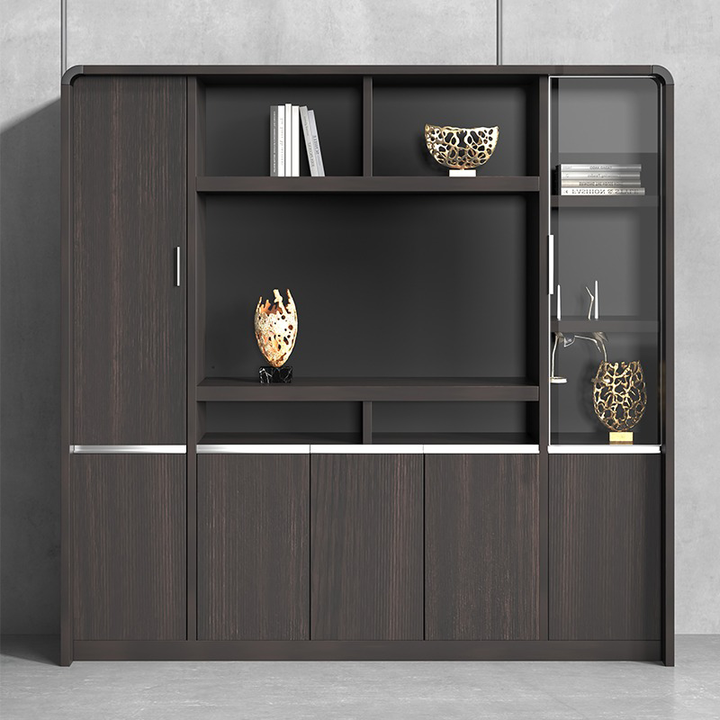 壁面収納｜ガラス扉シェルフ モダン 空間透明化