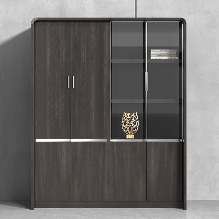 壁面収納｜ガラス扉シェルフ モダン 空間透明化